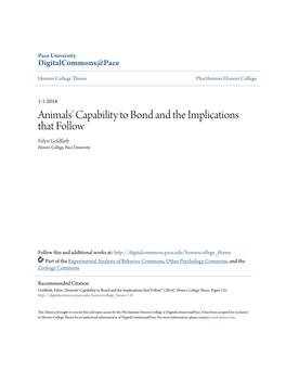 Animals' Capability to Bond and the Implications That Follow Falyn Goldfarb Honors College, Pace University