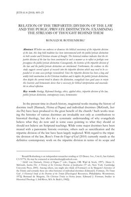 Relation of the Tripartite Division of the Law and the Public/Private Distinction: Examining the Streams of Thought Behind Them