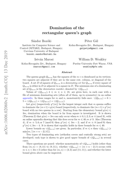 Domination of the Rectangular Queen's Graph