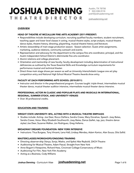 Joshua Denning Curriculum Vitae