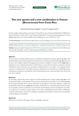 (Burseraceae) from Costa Rica 89 Doi: 10.3897/Phytokeys.76.10298 RESEARCH ARTICLE Launched to Accelerate Biodiversity Research