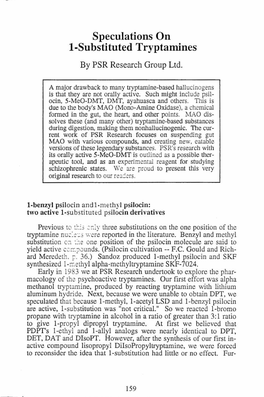 Speculations on I-Substituted Tryptamines