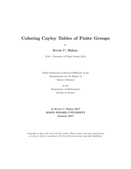 Coloring Cayley Tables of Finite Groups