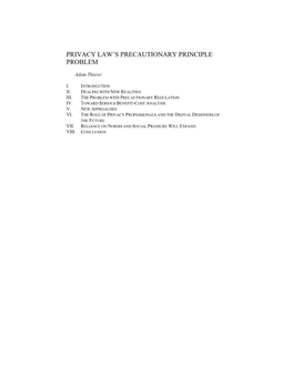 Privacy Law's Precautionary Principle Problem