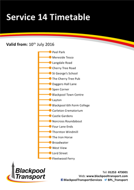 Service 14 Timetable