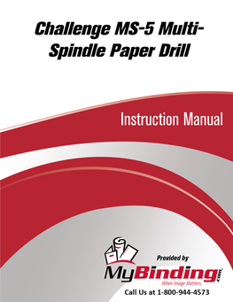 Challenge MS-5 Multi-Spindle Paper Drill User Manual