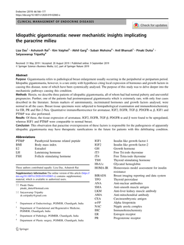 Idiopathic Gigantomastia: Newer Mechanistic Insights Implicating the Paracrine Milieu