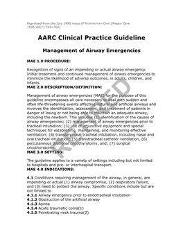 Management of Airway Emergencies (1995)