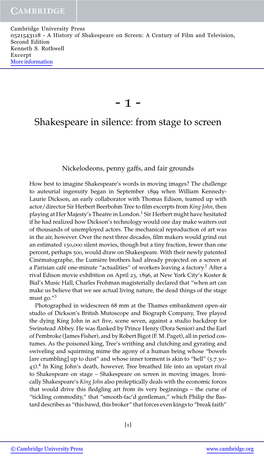 Shakespeare in Silence: from Stage to Screen