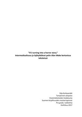Intermediaalisuus Ja Lajikytkökset Pelin Alan Wake Kertovissa Teksteissä