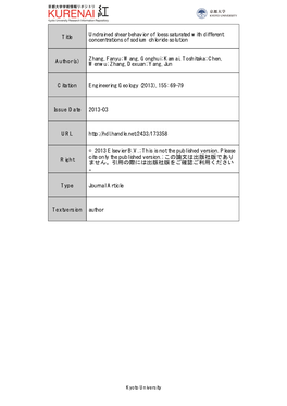 Undrained Shear Behavior of Loess Saturated with Different Title Concentrations of Sodium Chloride Solution