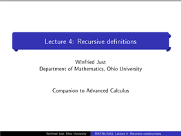 Lecture 4: Recursive Definitions