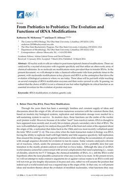 The Evolution and Functions of Trna Modifications