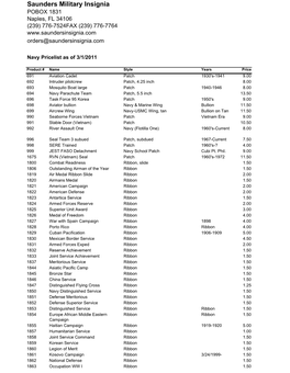 Navy Pricelist As of 3/1/2011