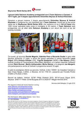 Skyrunner World Series 2016 I Giovani Della Salomon Academy