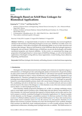 Hydrogels Based on Schiff Base Linkages for Biomedical Applications