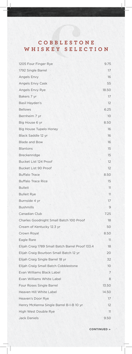 Whiskey, Scotch & Tequila Selection