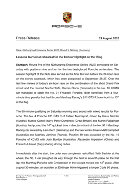 Press Release 29 August 2020