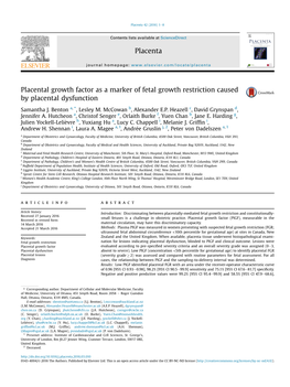 Placental Growth Factor As a Marker of Fetal Growth Restriction Caused by Placental Dysfunction