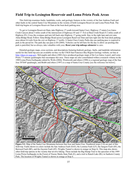 Field Trip to Lexington Reservoir and Loma Prieta Peak Areas