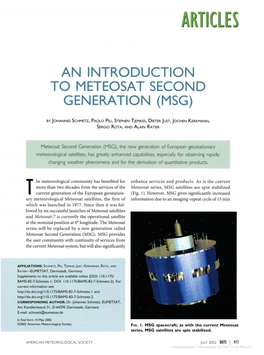 An Introduction to Meteosat Second Generation (Msg)