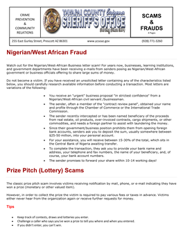 Nigerian/West African Fraud Prize Pitch (Lottery) Scams