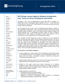 DOJ Brings Lawsuit Against Alabama Immigration Law, Focus on Strict Compliance Intensifies