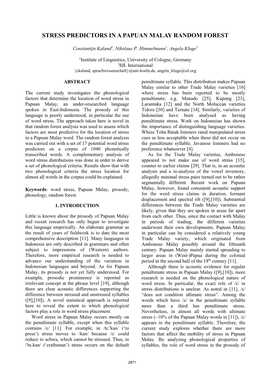 Stress Predictors in a Papuan Malay Random Forest