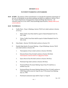 DIVISION 66. Pavement Markings and Markers
