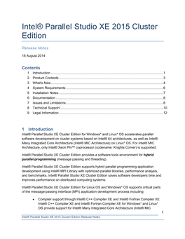 Intel® Parallel Studio XE 2015 Cluster Edition Release Notes