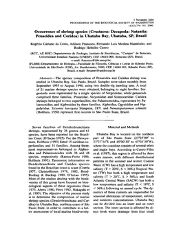 Occurrence of Shrimp Species (Crustacea: Decapoda: Natantia: Penaeidea and Caridea) in Ubatuba Bay, Ubatuba, SP, Brazil