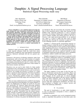 Dauphin: a Signal Processing Language Statistical Signal Processing Made Easy