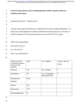 Conserved Gene Clusters in the Scrambled Plastomes of IRLC Legumes (Fabaceae: 2 Trifolieae and Fabeae)