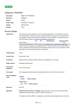 Datasheet: VPA00848 Product Details