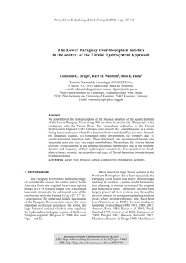 The Lower Paraguay River-Floodplain Habitats in the Context of the Fluvial Hydrosystem Approach