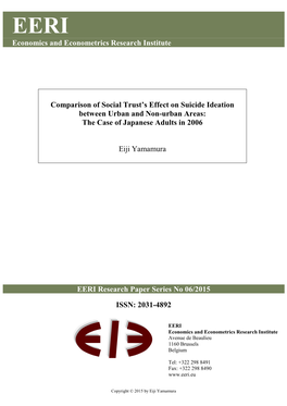 Eiji Yamamura Comparison of Social Trust's Effect on Suicide Ideation Between Urban and Non-Urban Areas