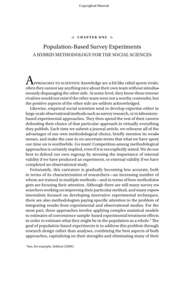 Population-Based Survey Experiments a Hybrid Methodology for the Social Sciences