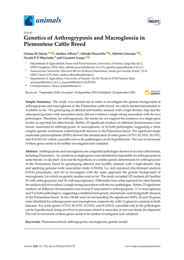 Genetics of Arthrogryposis and Macroglossia in Piemontese Cattle Breed