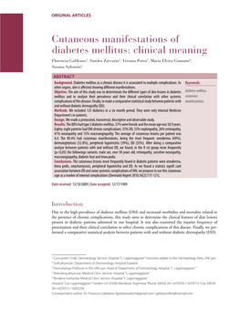 Cutaneous Manifestations of Diabetes Mellitus: Clinical Meaning Florencia Galdeano1, Sandra Zaccaria2, Viviana Parra3, María Elvira Giannini4, Susana Salomón5