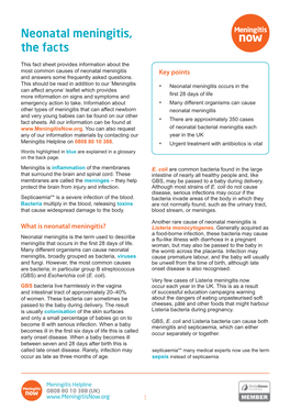 Neonatal Meningitis, the Facts