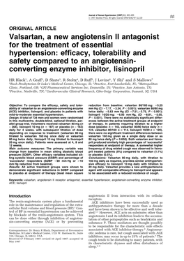 Valsartan, a New Angiotensin II Antagonist for the Treatment