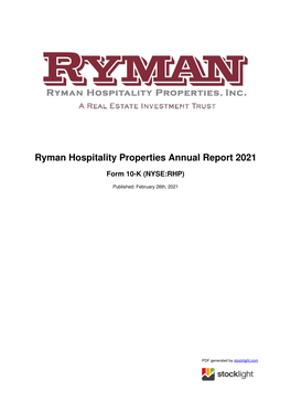 Ryman Hospitality Properties Annual Report 2021