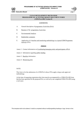 CDM Programme of Activities Design Document Form (Poa-DD). (Version 01)