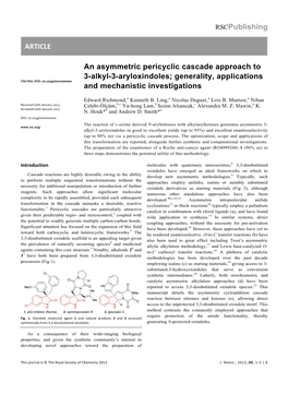 Rscpublishing ARTICLE an Asymmetric Pericyclic Cascade