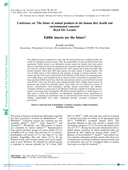 Proceedings of the Nutrition Society Edible Insects Are the Future?