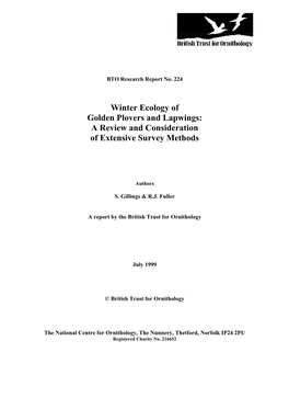 Winter Ecology of Golden Plovers and Lapwings: a Review and Consideration of Extensive Survey Methods