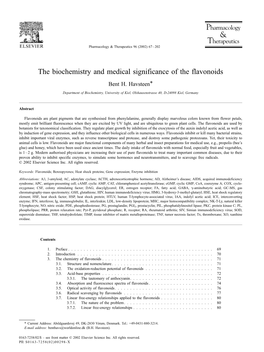 The Biochemistry and Medical Significance of the Flavonoids