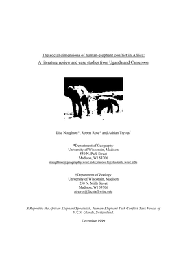 The Social Dimensions of Human-Elephant Conflict in Africa: a Literature Review and Case Studies from Uganda and Cameroon