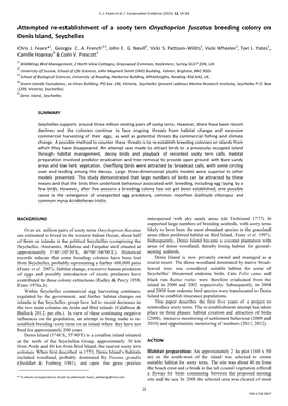 Attempted Re-Establishment of a Sooty Tern Onychoprion Fuscatus Breeding Colony on Denis Island, Seychelles