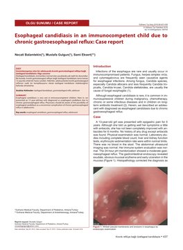 Esophageal Candidiasis in an Immunocompetent Child Due to Chronic Gastroesophageal Reflux: Case Report